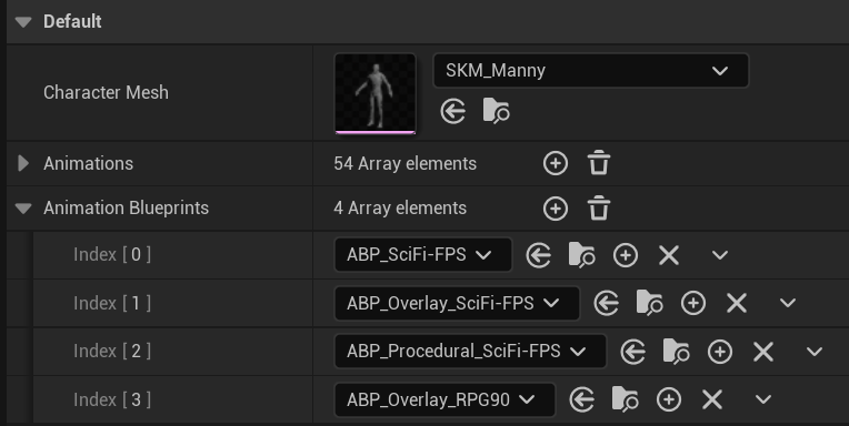 Gameplay animation config fields