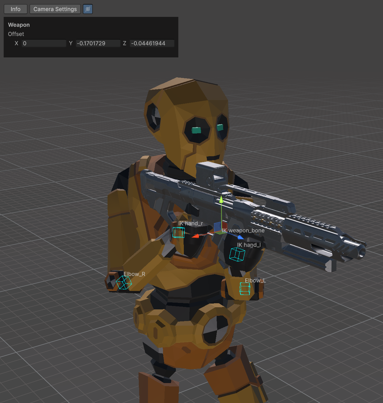 Animation Override Retarget viewport with IK target adjustment handles
