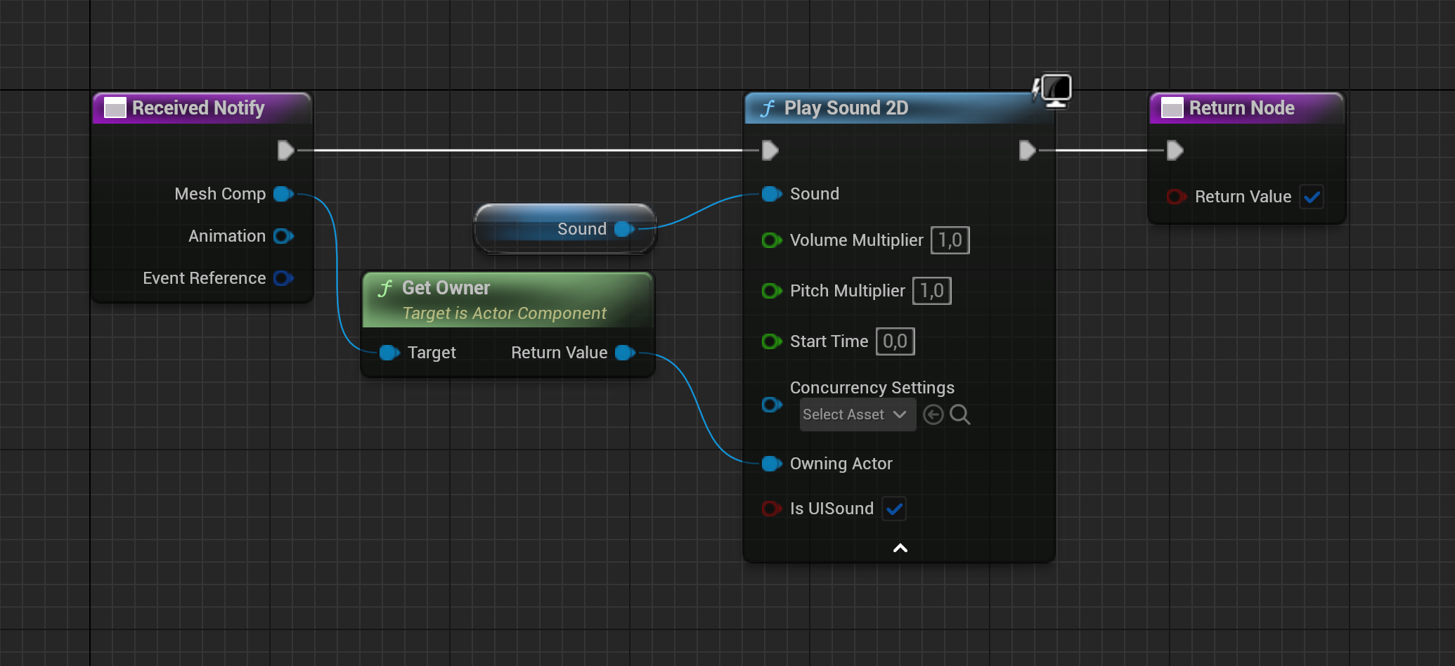 BP_AnimNotify_PlaySound Received Notify graph