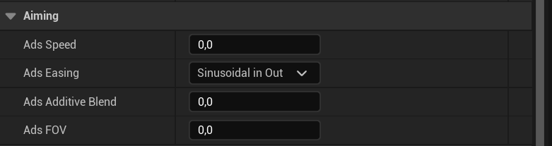 ADS animation settings