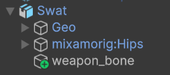 weapon_bone GameObject in the character hierarchy