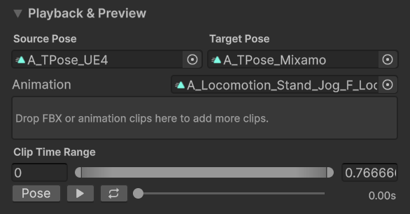 Playback and Preview with an animation selected