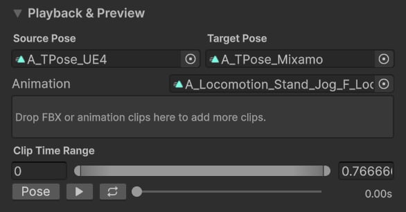 Playback and Preview with an animation selected