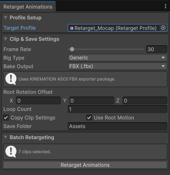 Batch bake animation settings