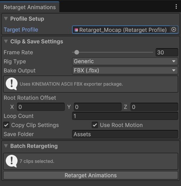 Batch bake animation settings