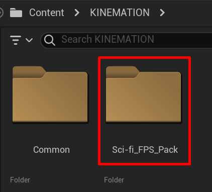 Sci-Fi FPS Pack content folders