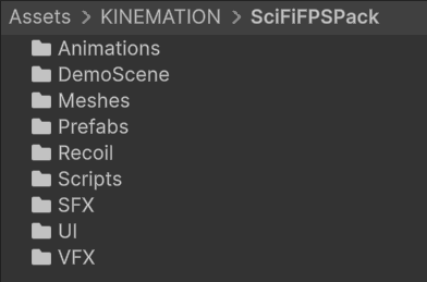 Main content folders in SciFiFPSPack