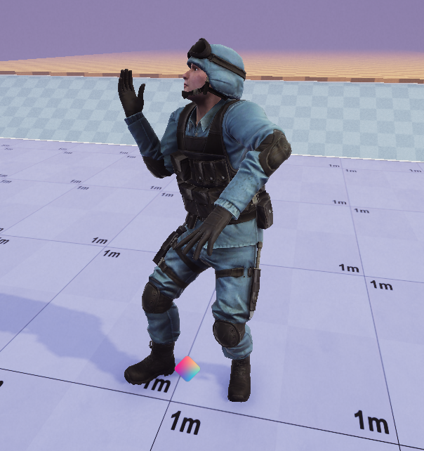 Target character displaying the source character's animation at runtime