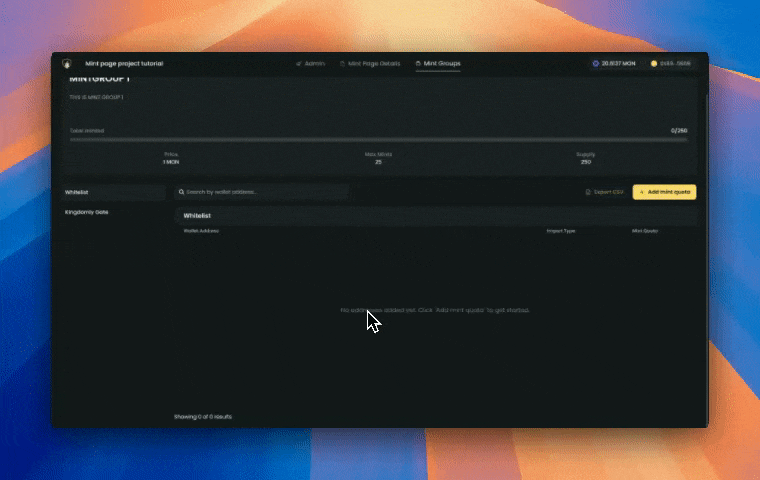 Mint group whitelist