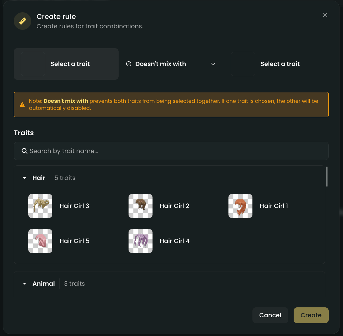 Generative rules setup