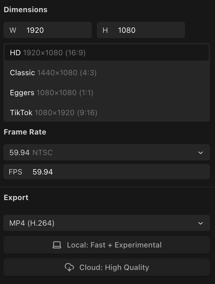 video settings