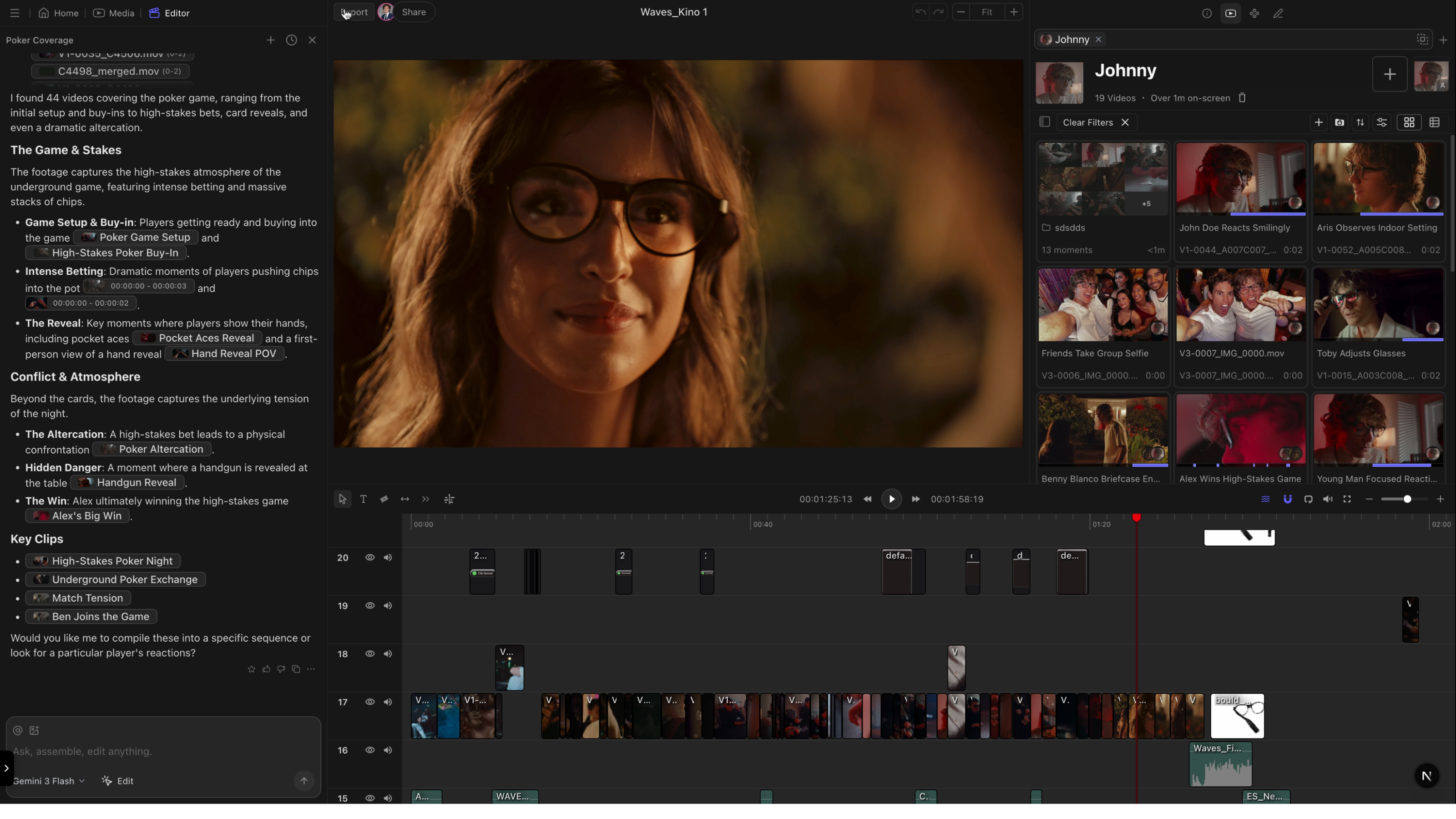Kino video editor interface