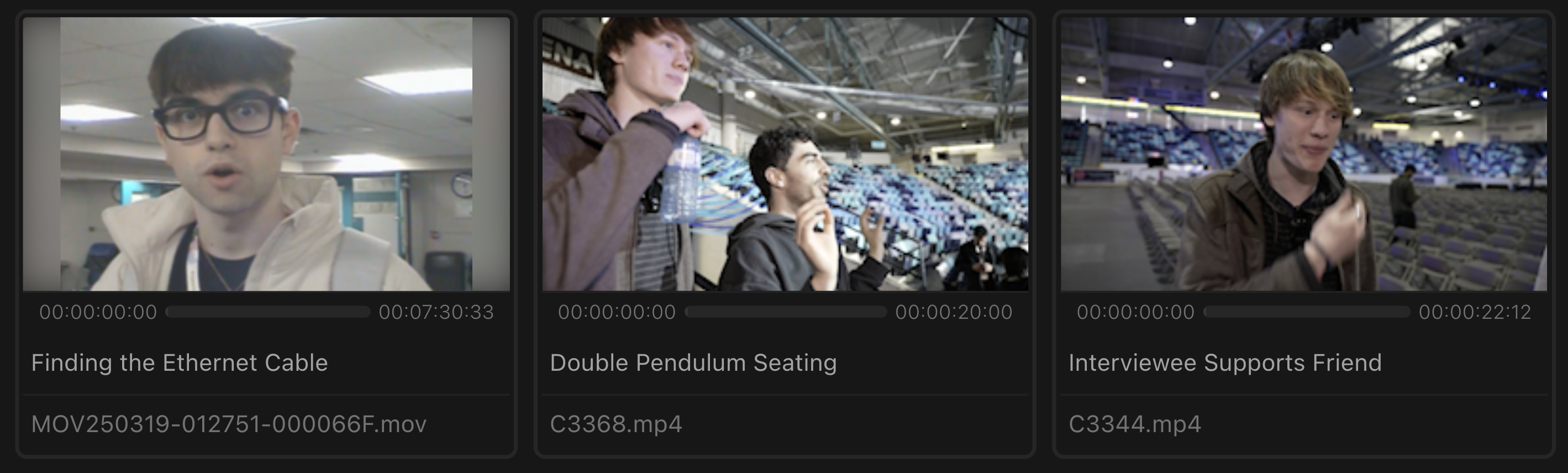 List of video clips with AI-generated titles