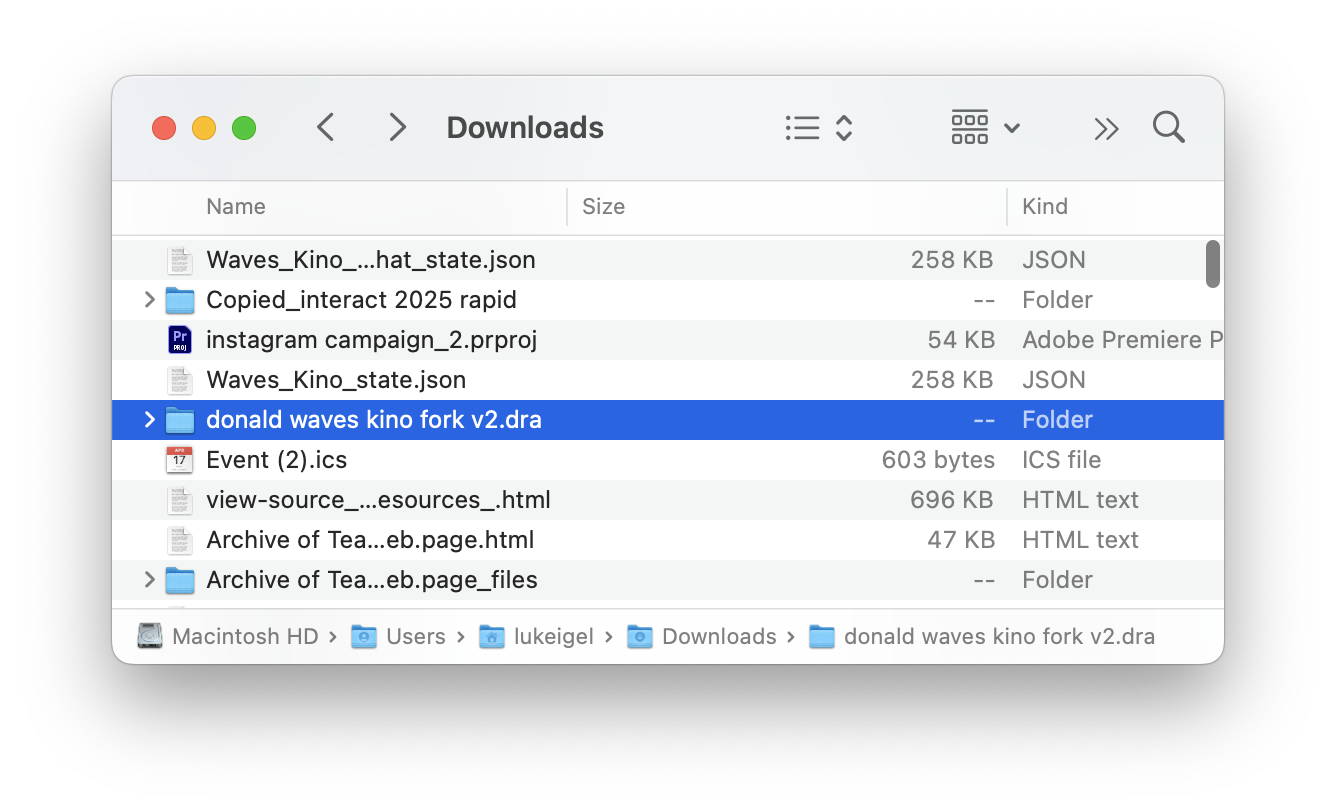 finder downloads view