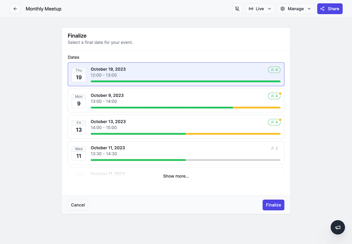 Finalize a meeting poll