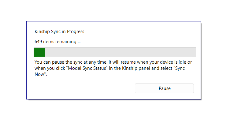 Synchronization dialog screen