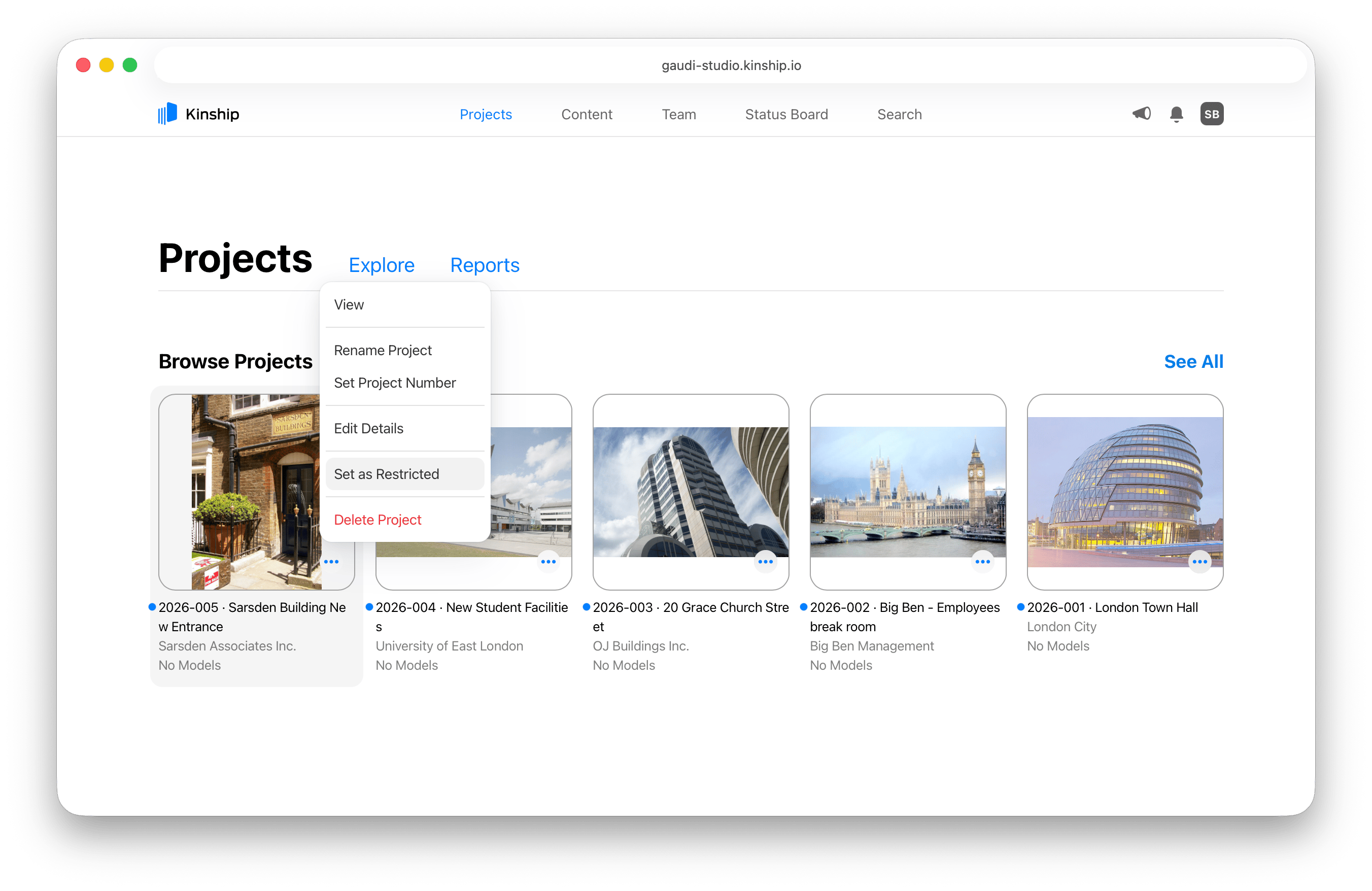 Creating a Restricted Project from the Web Interface