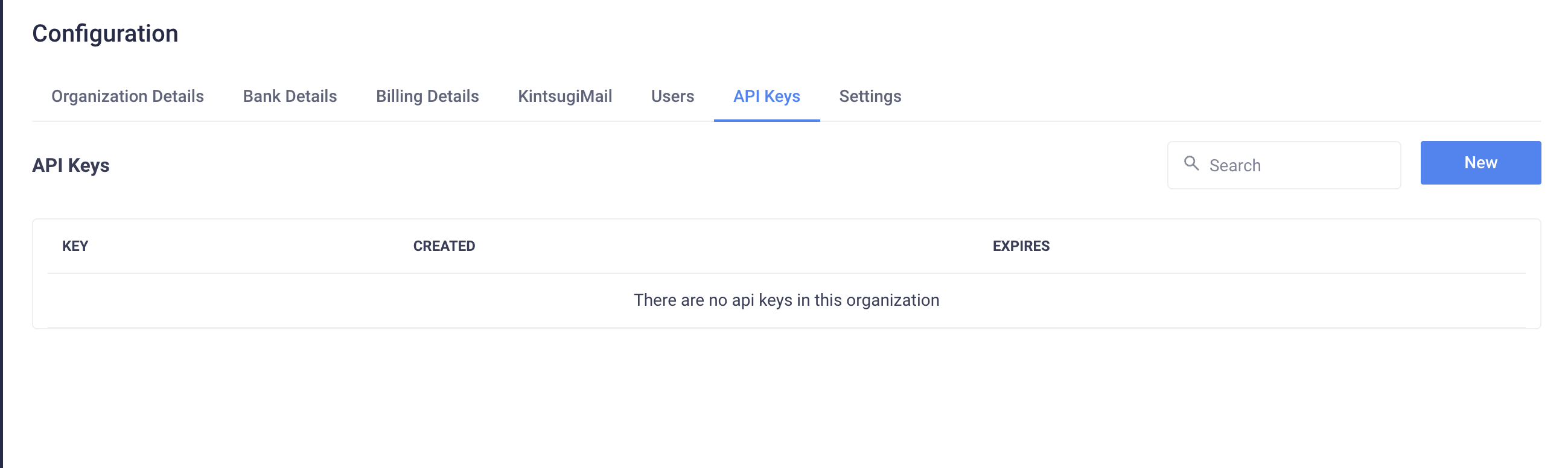 API Keys Section