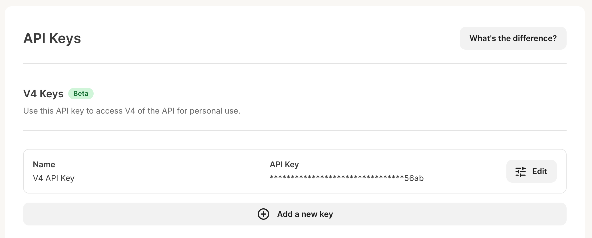 edit v4 api key