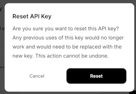 reset v4 api key confirmation
