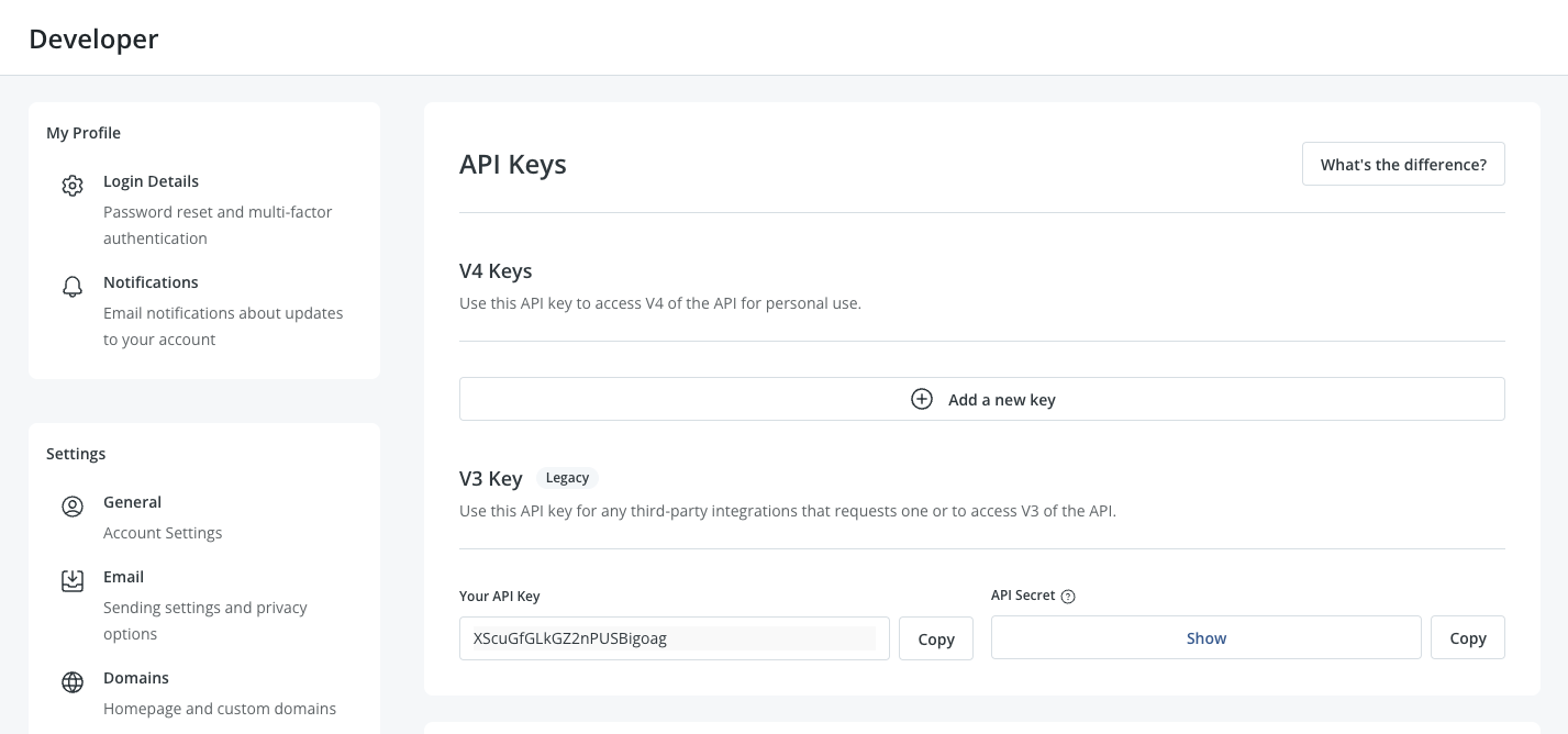 v4 api key settings
