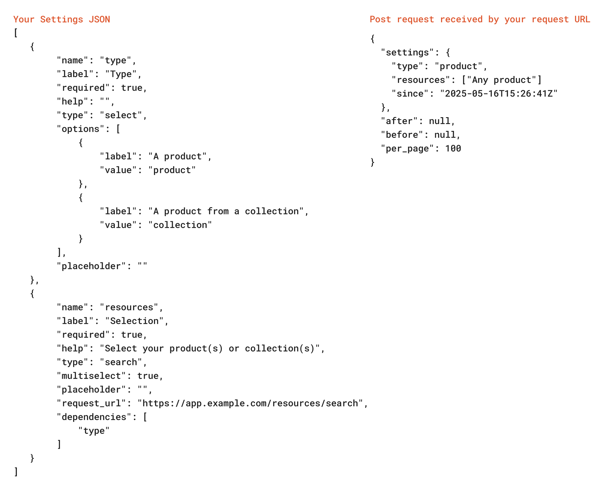 settings example mapping