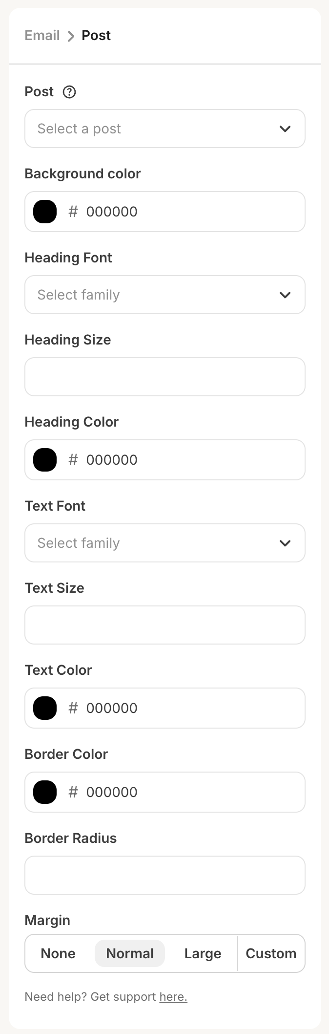content block configuration