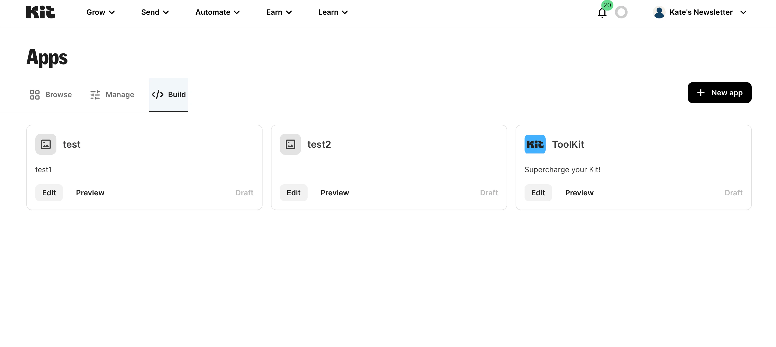 build tab