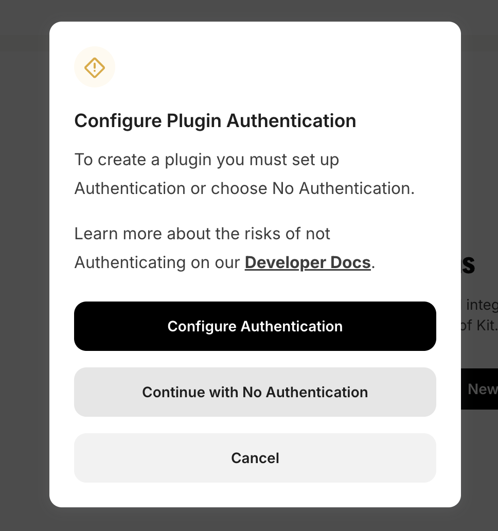 plugin authentication modal