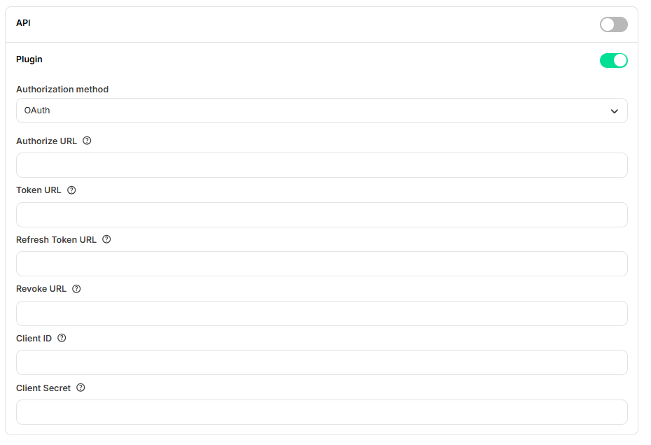 OAuth authorization strategy UI