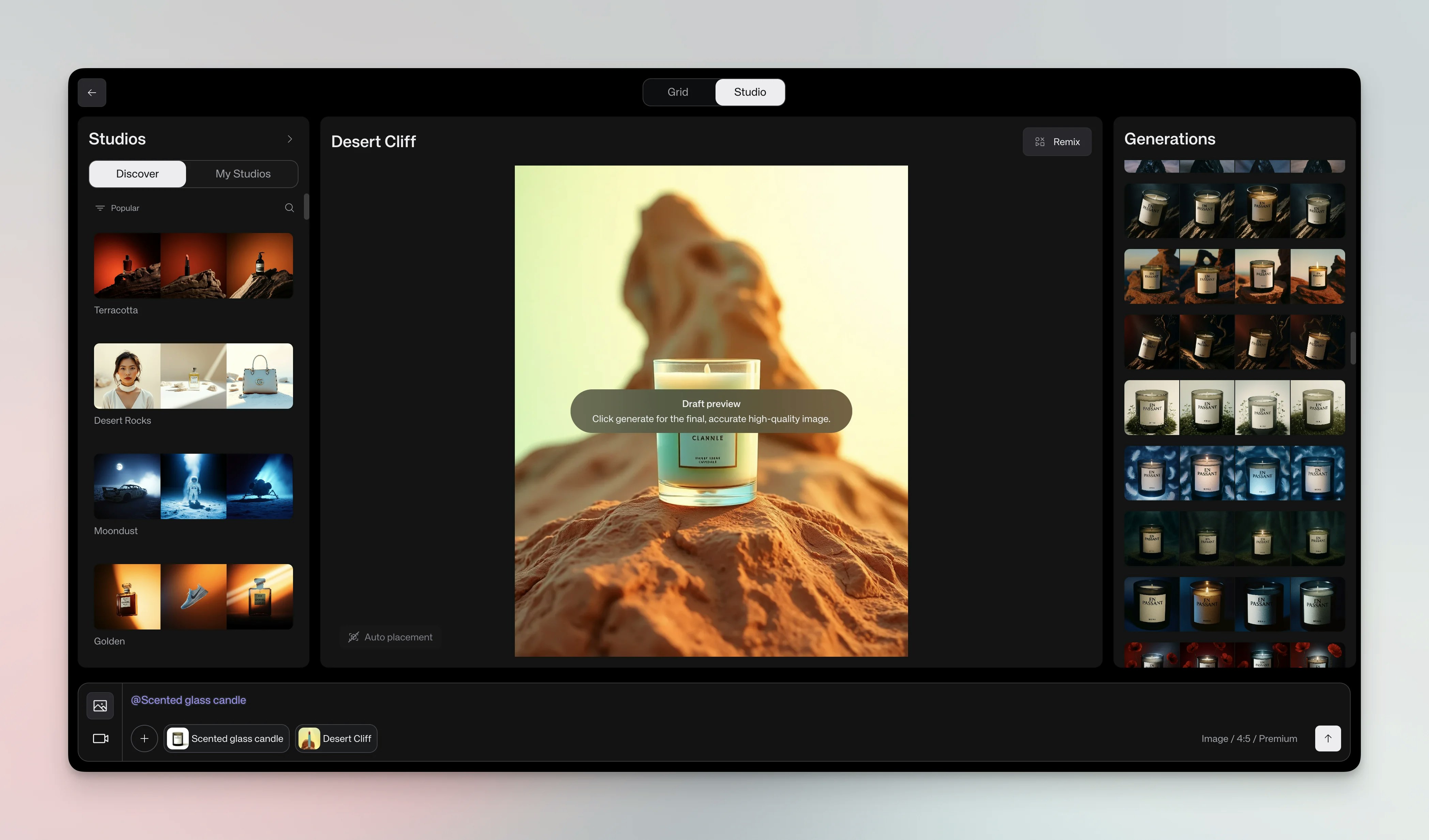 Product model
in desert
studio