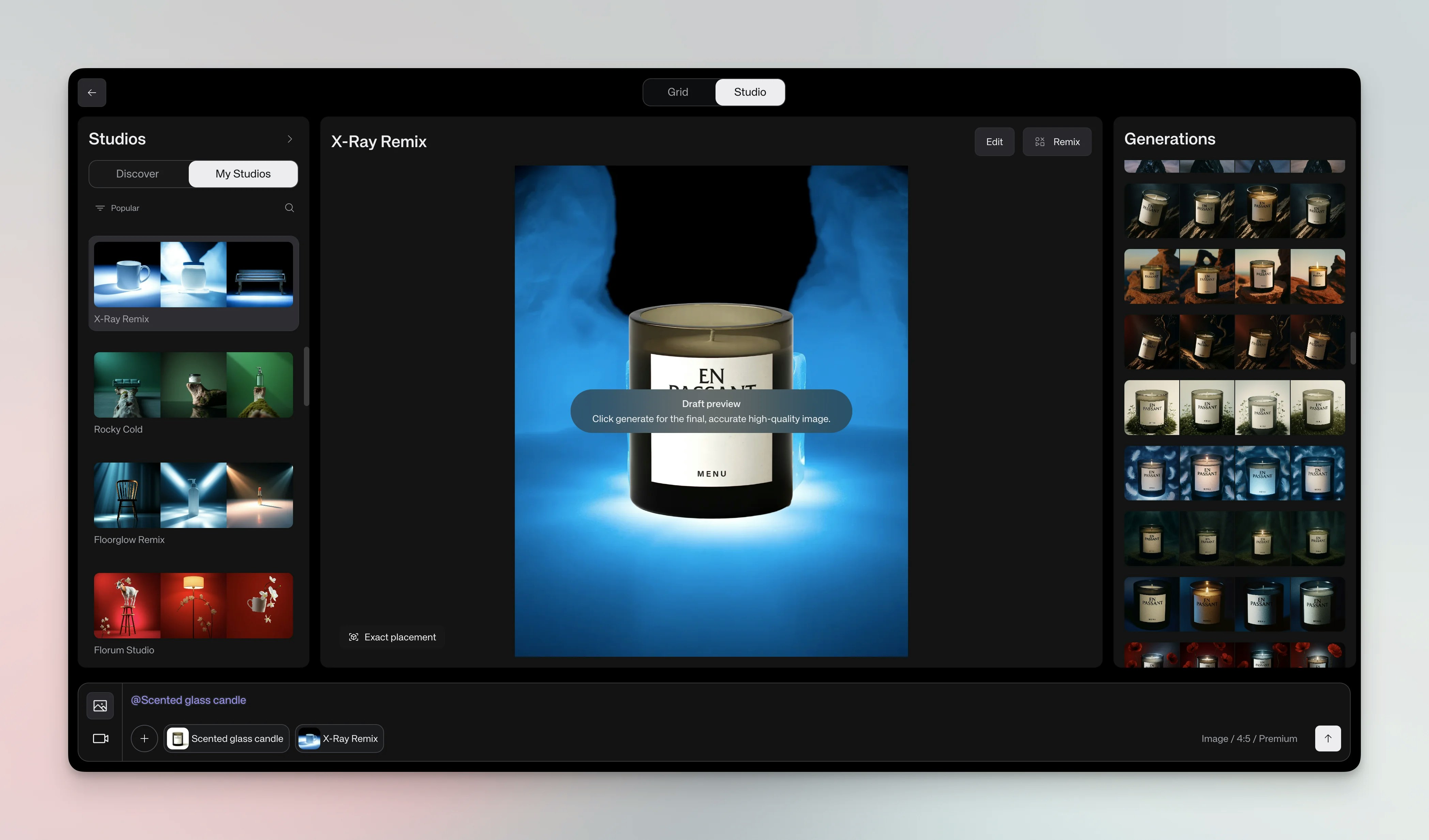 Product in X-ray studio view