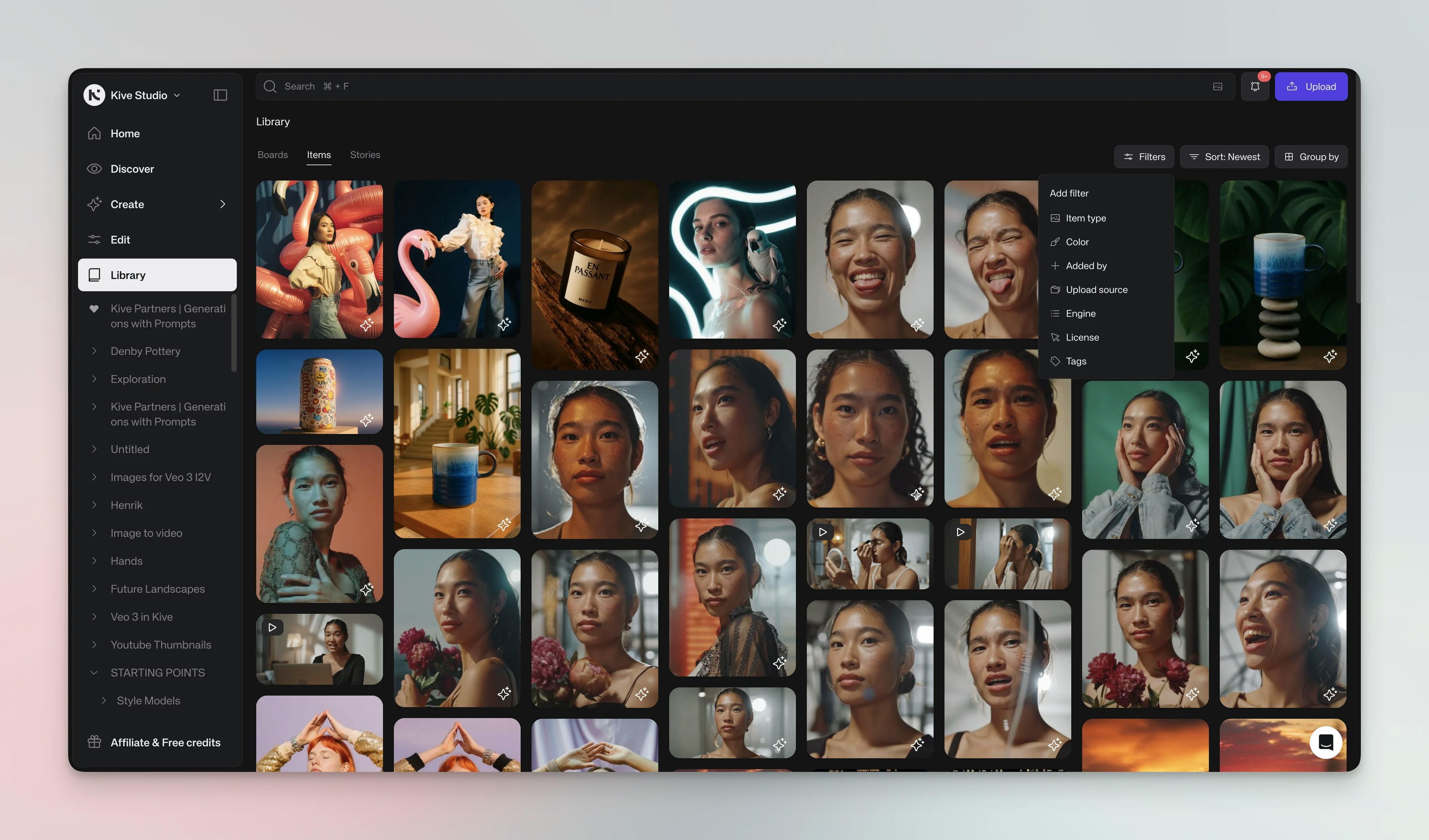 Library filtering
options