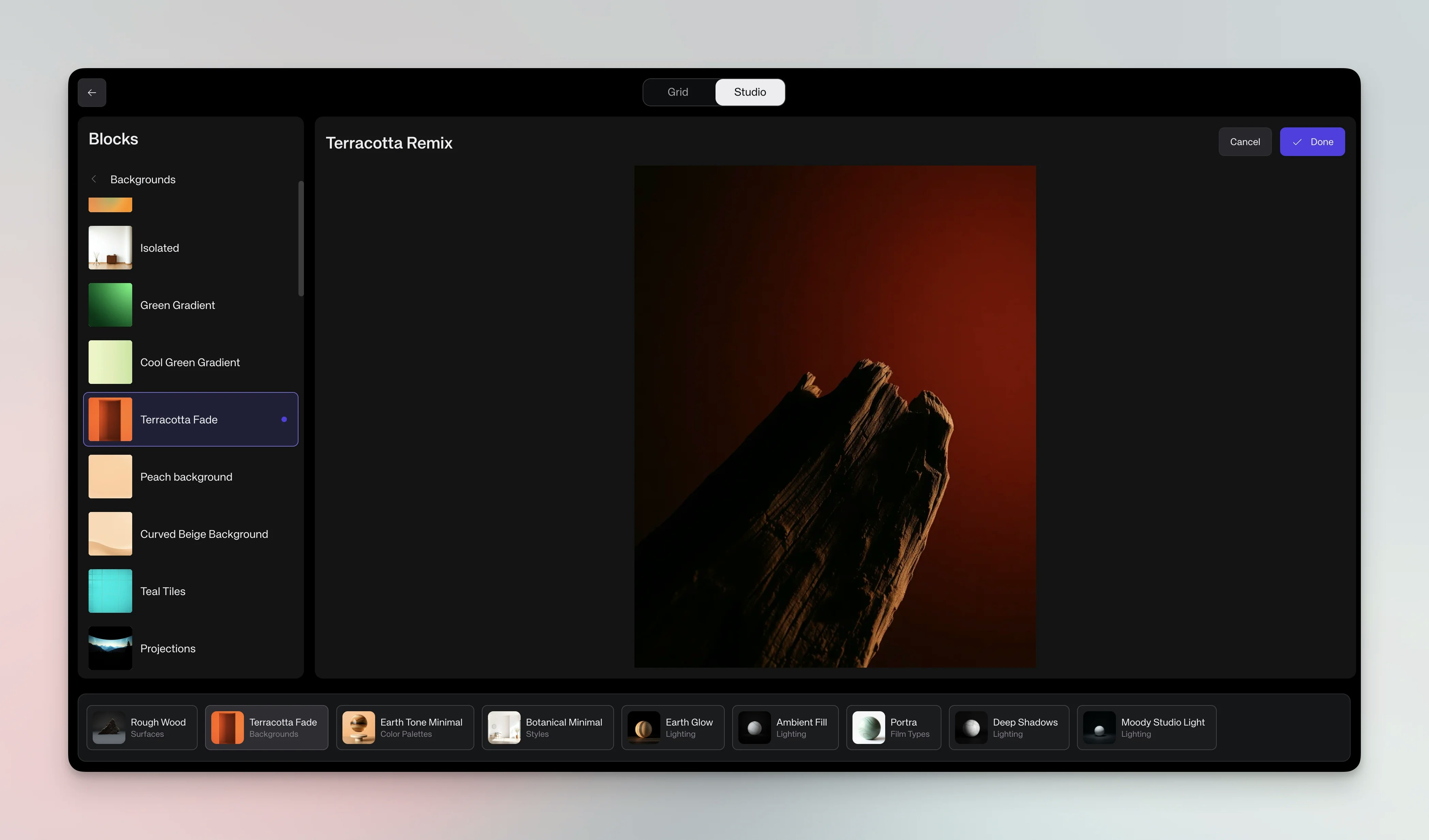 Remixing a studio - before
changes