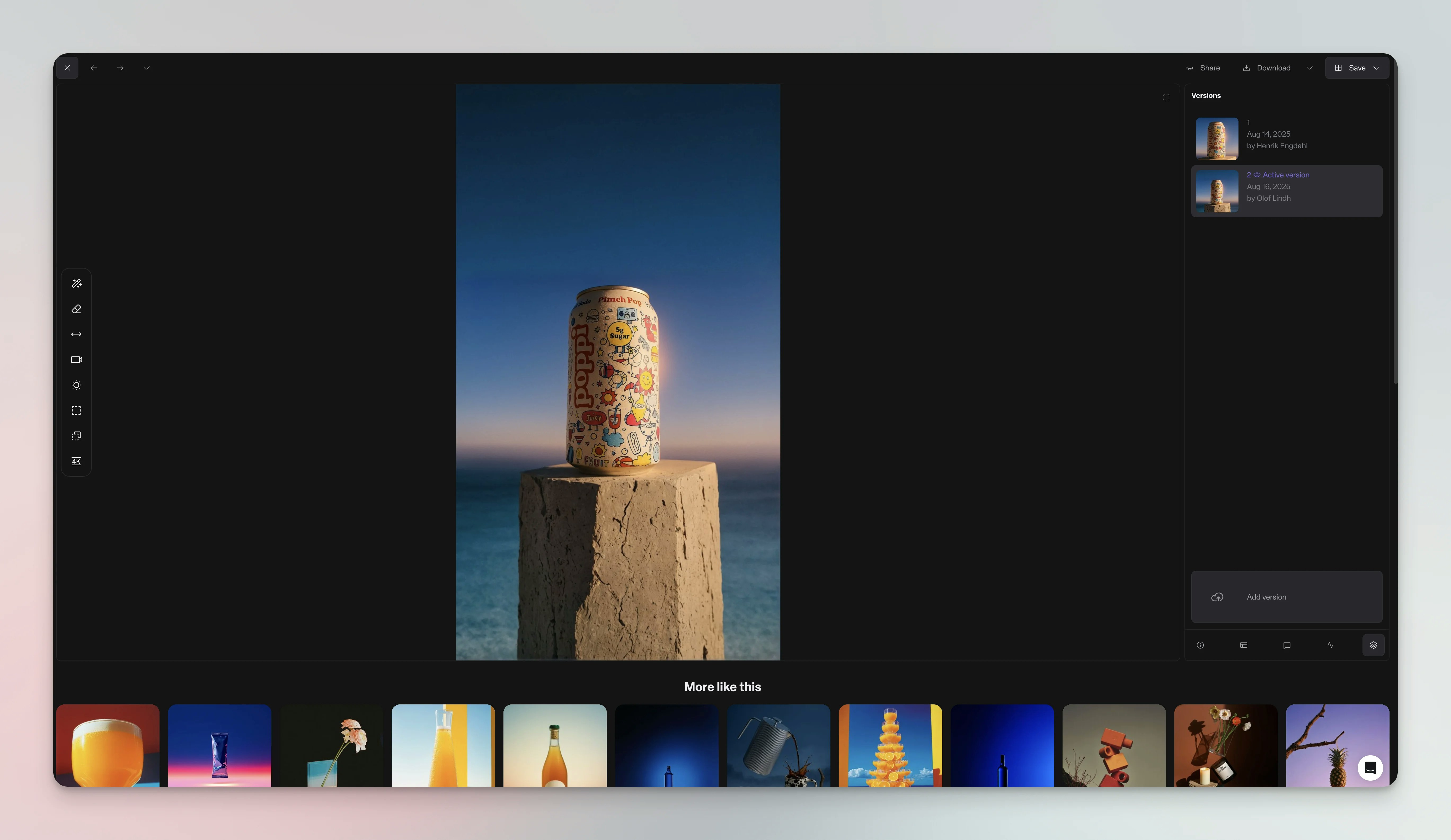 Extend canvas saved version