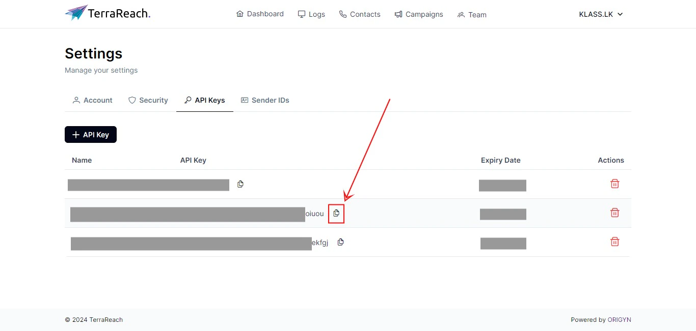 TR API Key Copy