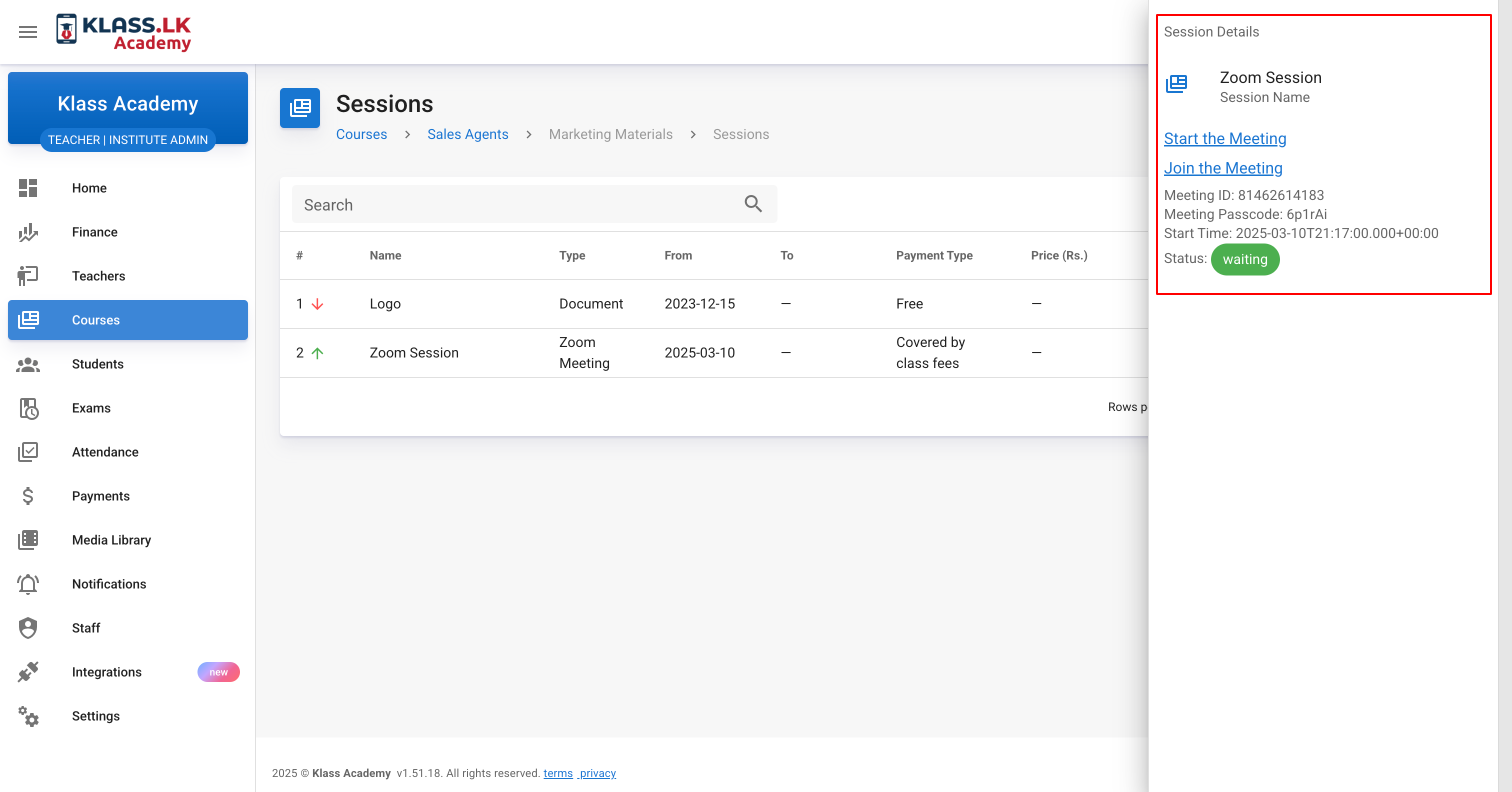 Zoom Session Details