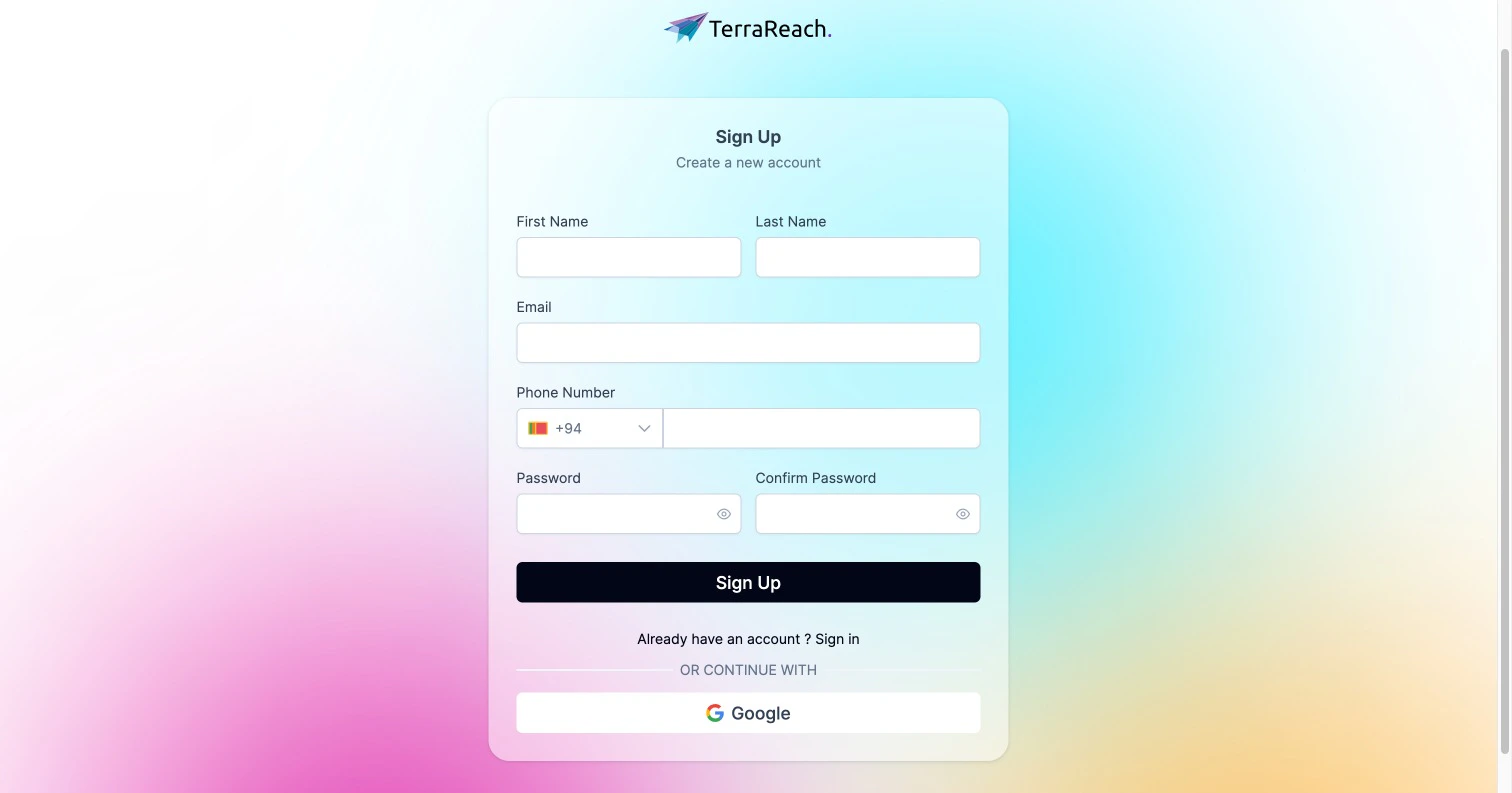 TerraReach Sign Up