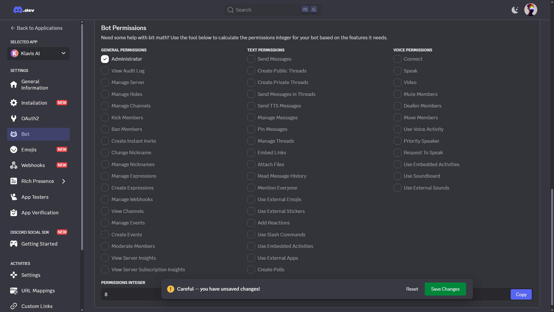 Setting Bot Permissions