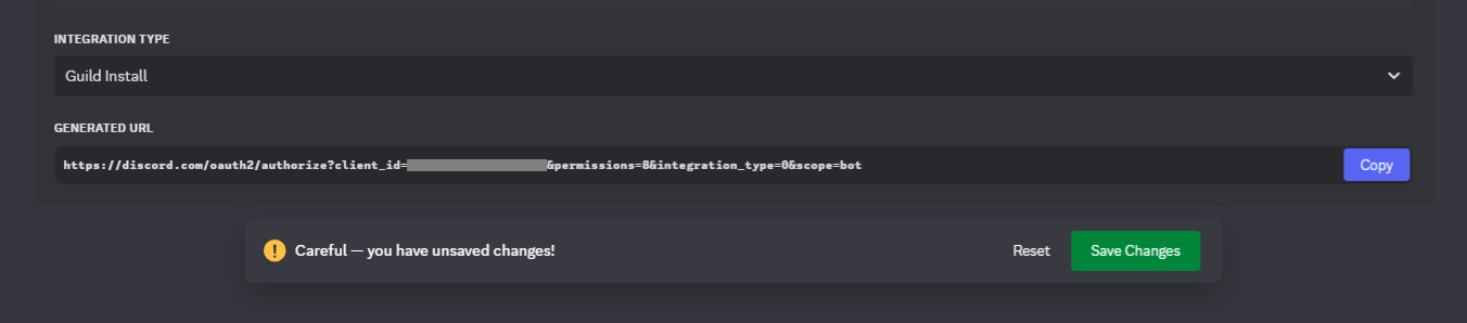 Generate OAuth2 URL and paste in browser