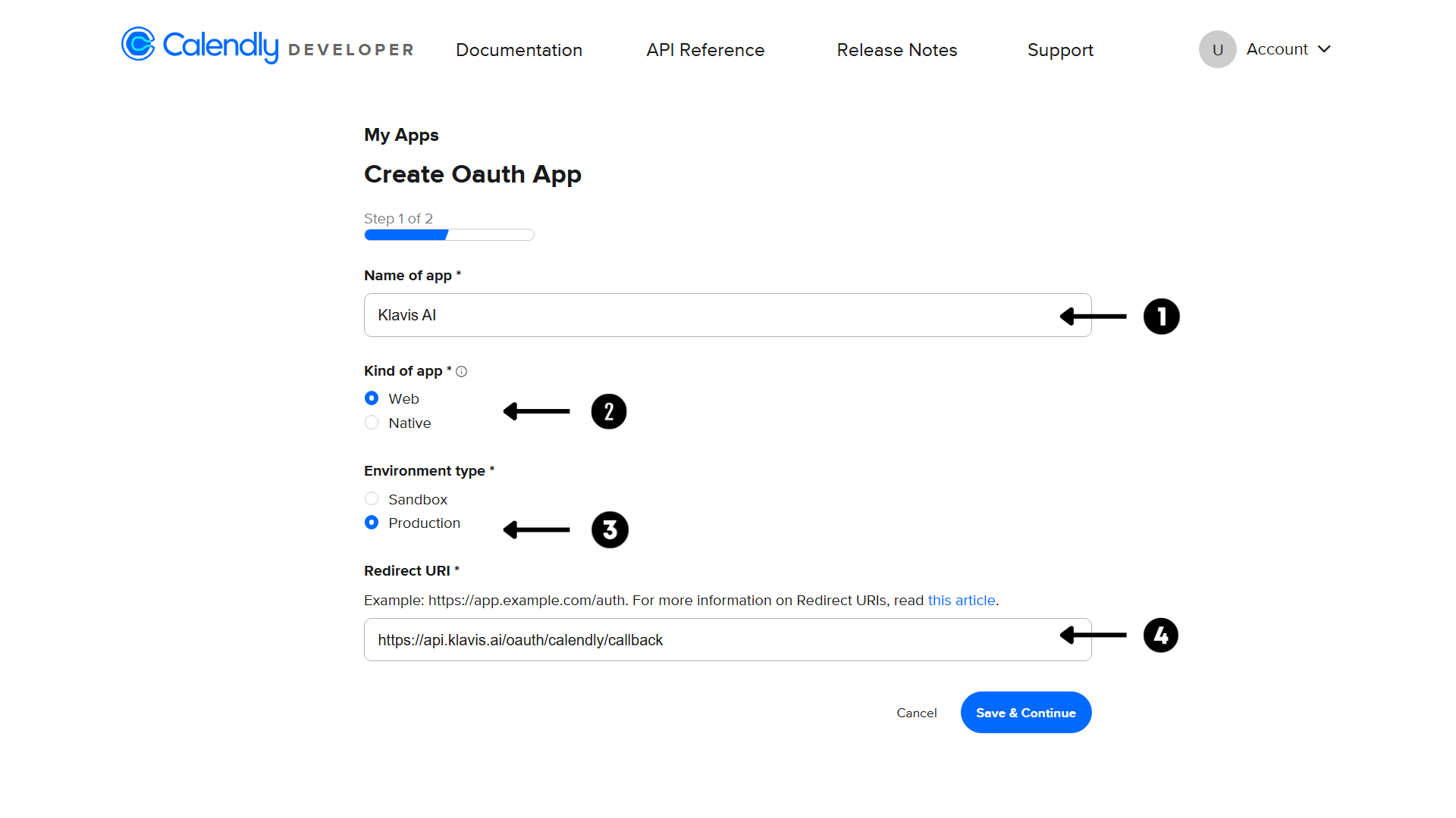 Calendly App Creation Form