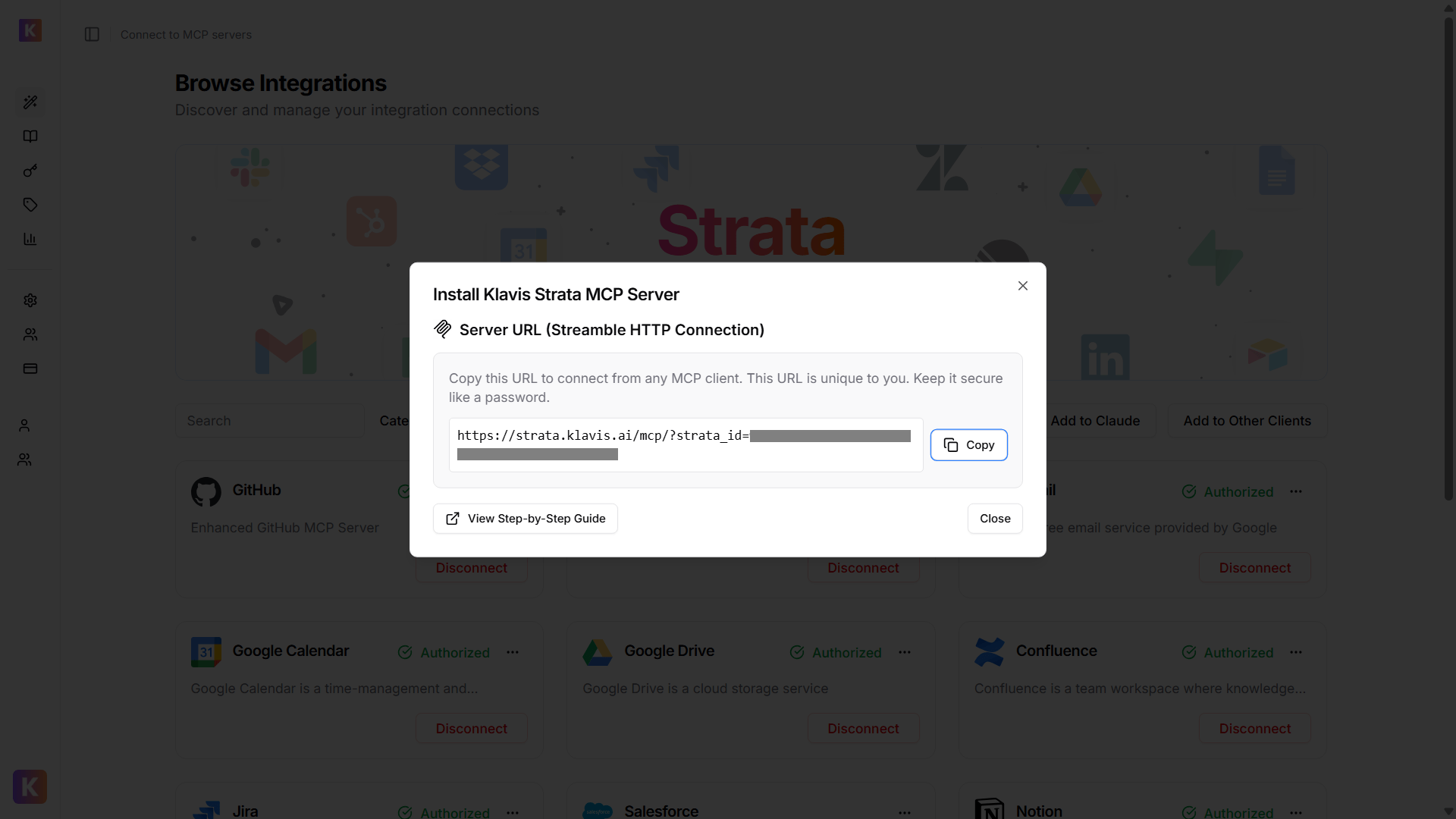 Copy Strata Server URL