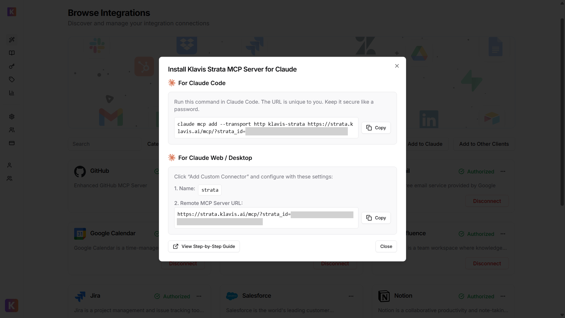 Copy Strata Server URL
