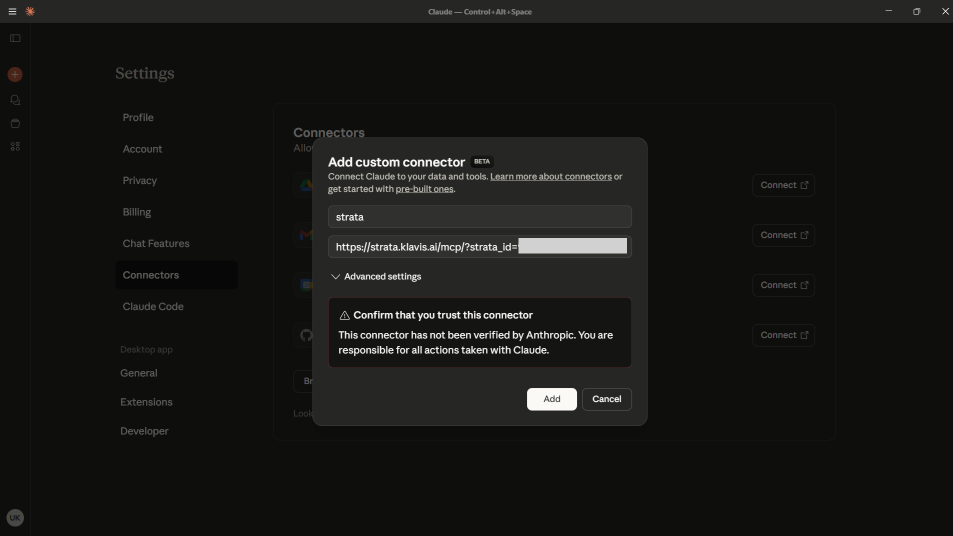 Claude Web/Desktop Settings