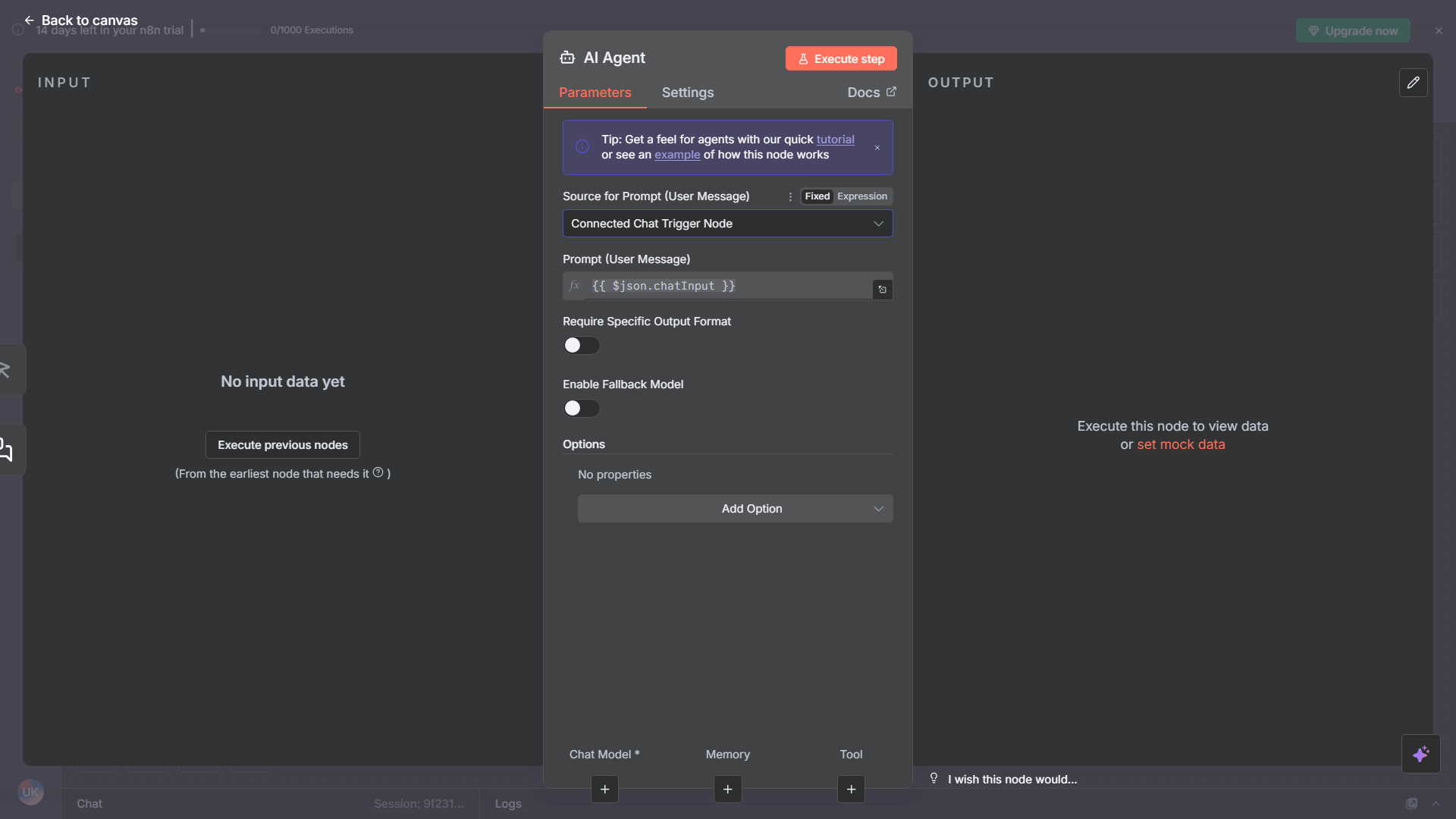 Adding AI Agent Node in n8n