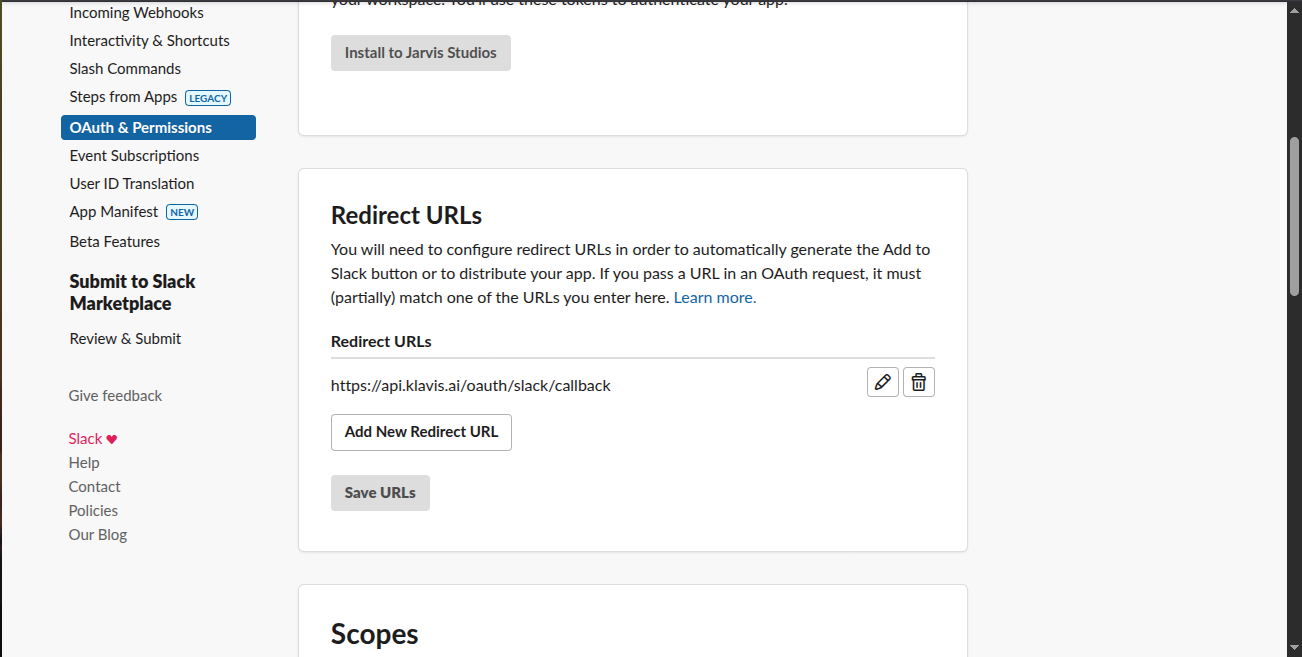 OAuth Settings Configuration