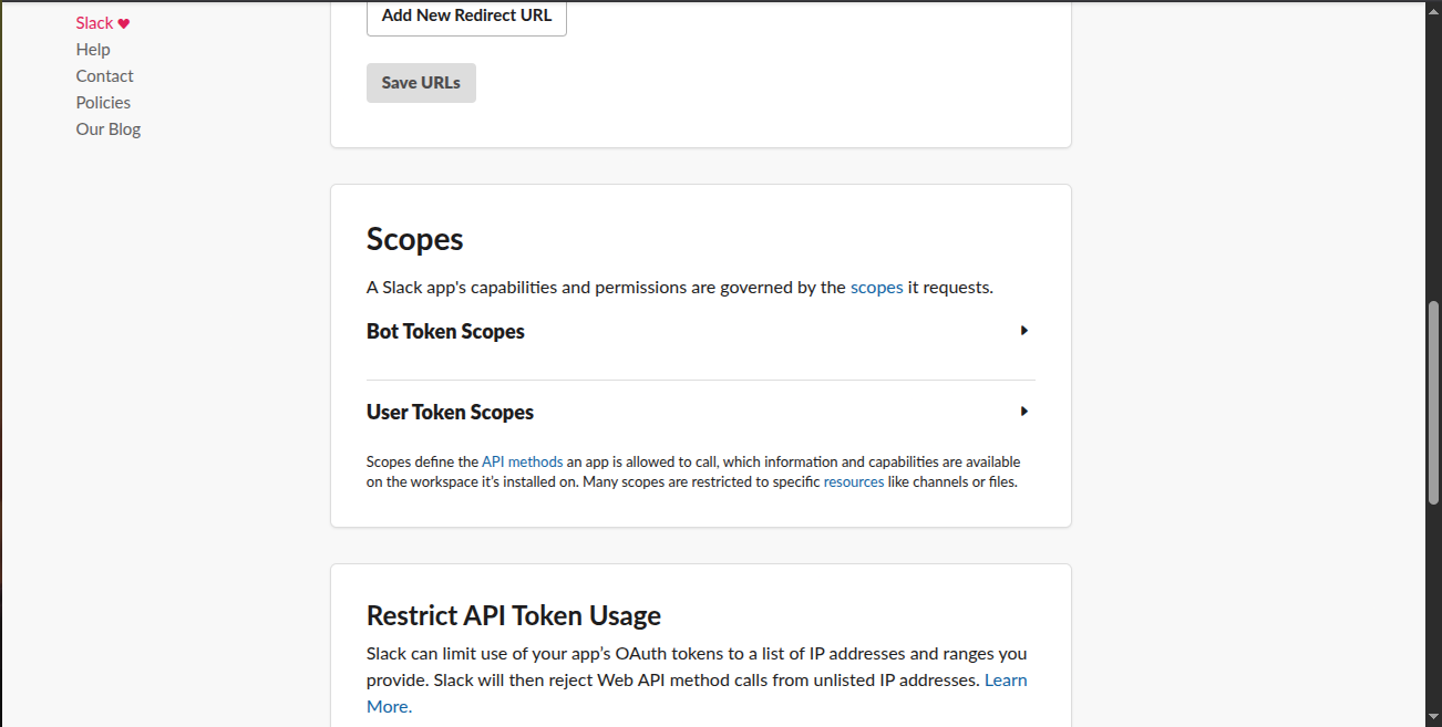 Scopes Settings Configuration