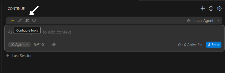 MCP Server settings in Continue