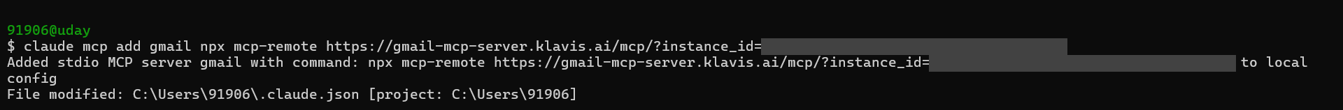 Claude Code command to add Klavis MCP Server
