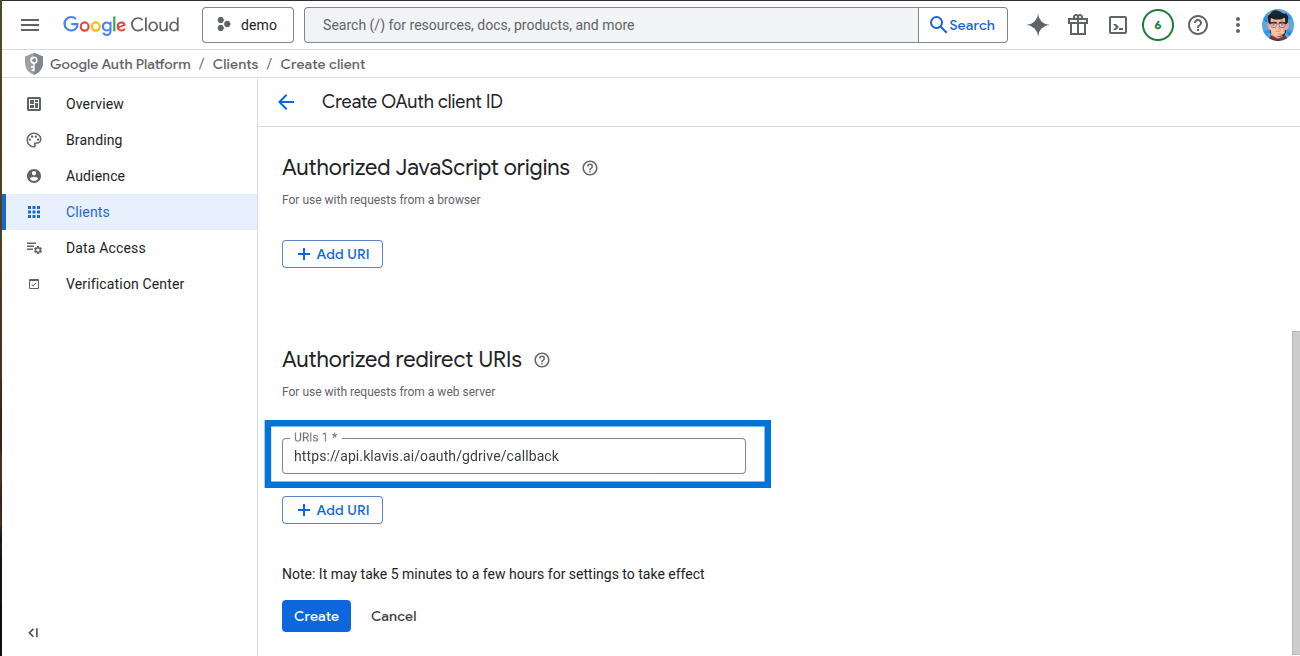 Add redirect URIs